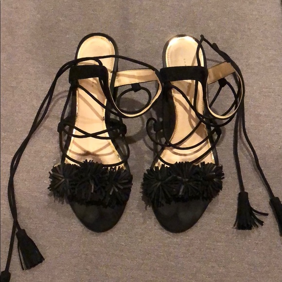 Zara black suede low-heeled sandal - Picture 1 of 4